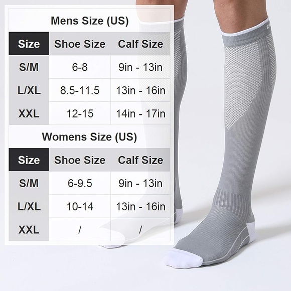 CelerSport 3 Pairs Compression Socks Men and Women 20-30 mmHg Running Support - Picture 2 of 6